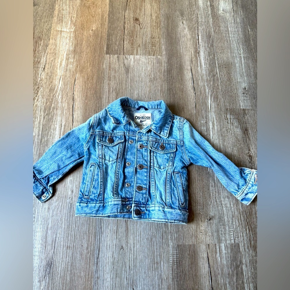 Osh Kosh Denim Jean Jacket Blue Faded Denim Toddler Size 9-12 Mo